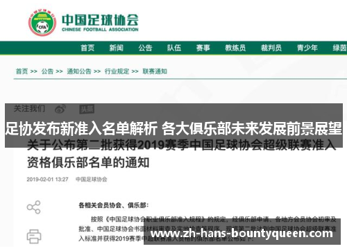 足协发布新准入名单解析 各大俱乐部未来发展前景展望